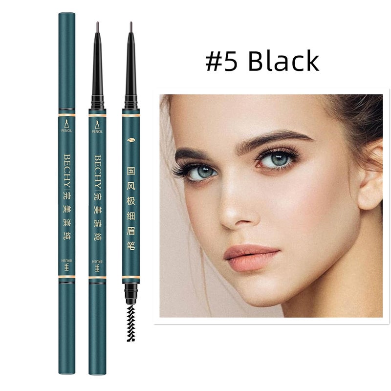 BECHY 3 Pack of Waterproof Eyebrow Pencil,Professional Makeup Micro Brow Pencil,Brow Kit with Eyebrow Brush and Razor,Ultra-Fine Mechanical Pencil (Black) - Image 2
